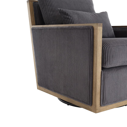 Swivel Barrel Chair, Comfy Accent Sofa Chair With 360 Degree Rotation And Hardwood Frame - Dark Gray