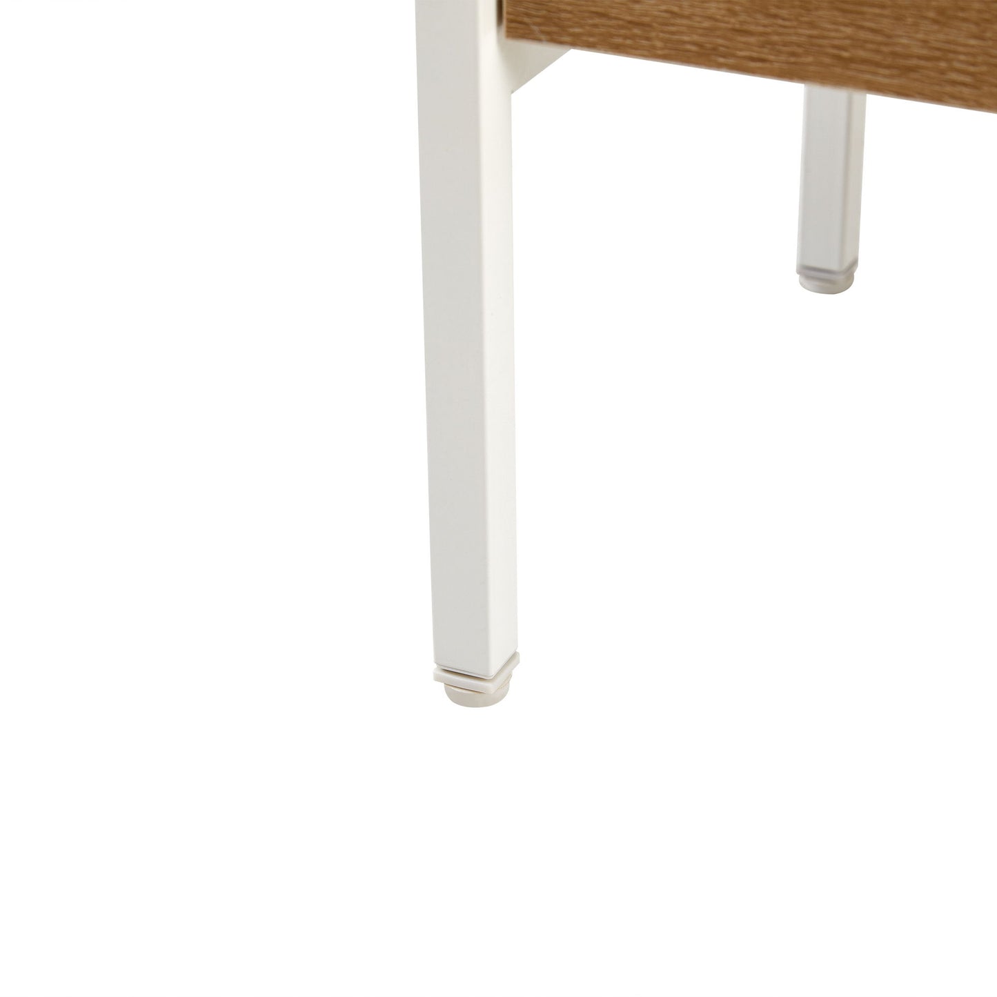 Rattan End Table With Power Outlet & USB Ports, Modern Nightstand With Drawer And Metal Legs, Side Table For Living Room, Bedroom (Set of 2) - White