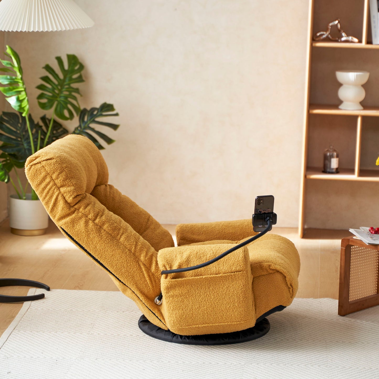 Adjustable Swivel Lounge Chair With 360 Degree Rotating Seat And Headrest Support, Leisure Chair Deck Chair Game Chair For Living Room - Yellow