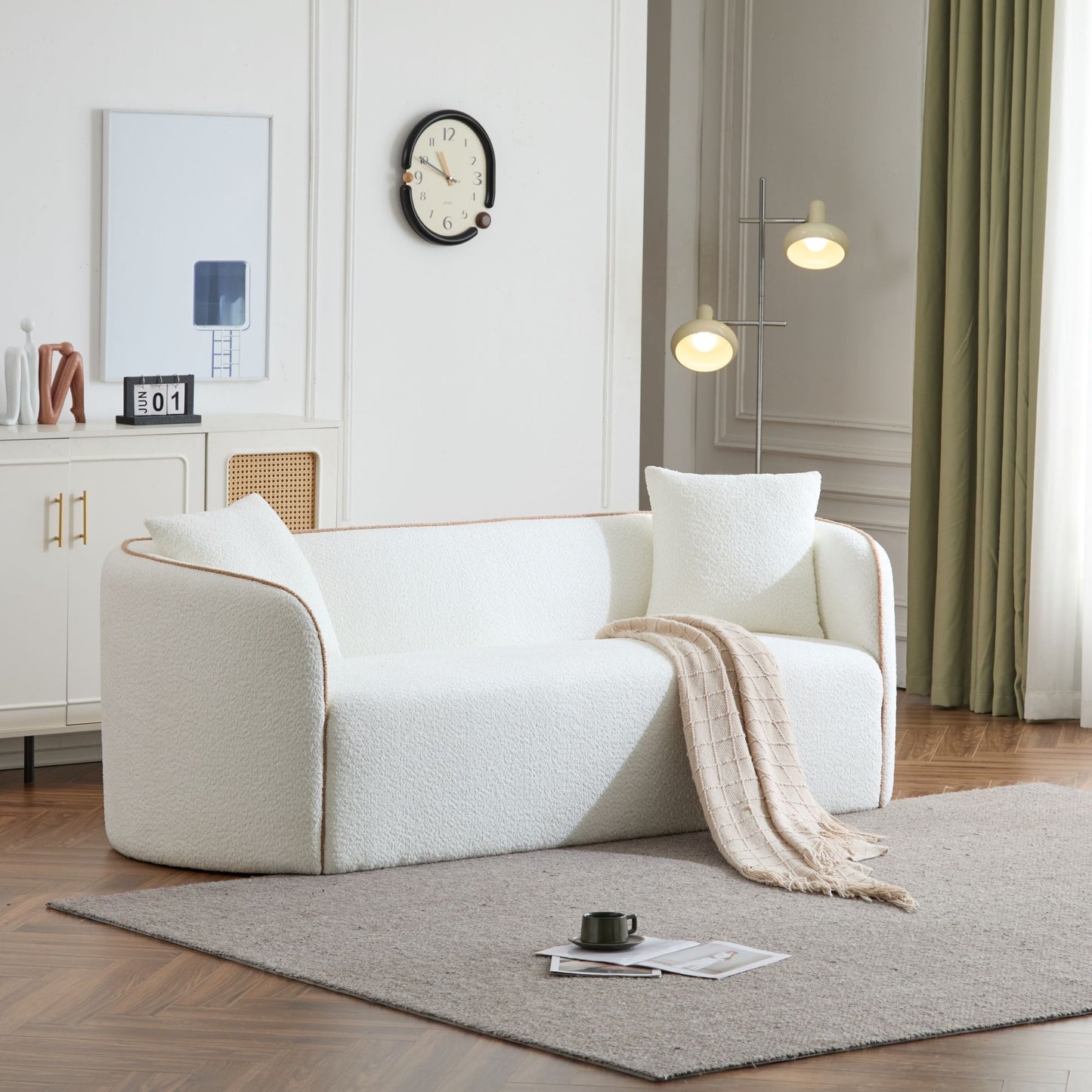 Coral - Curved Sofa, 3 Seater, Living Rooms, Bedrooms, Apartment Office - White