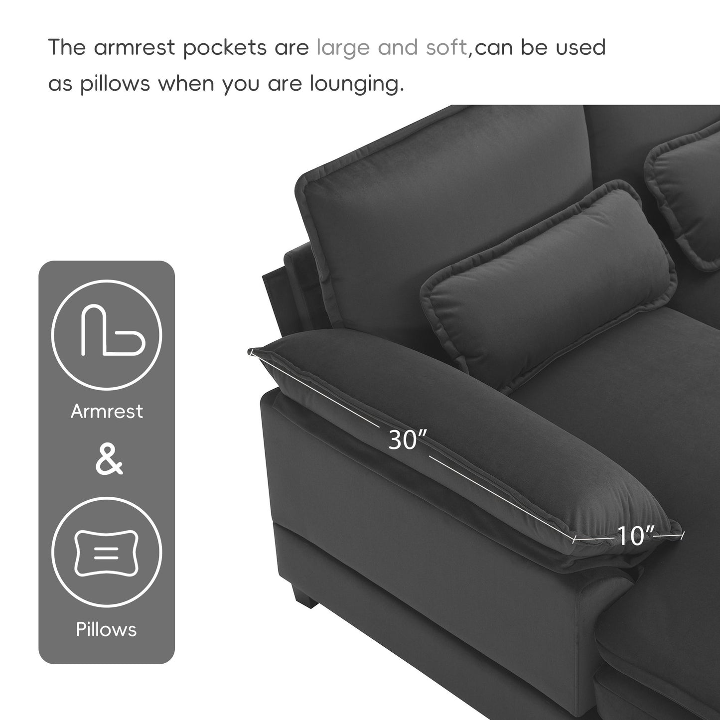 Modern U-Shaped Sectional Sofa With Waist Pillows, 6 Seat Upholstered Symmetrical Sofa Furniture, Sleeper Sofa Couch With Chaise Lounge - Gray