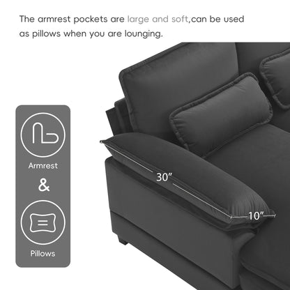 Modern U-Shaped Sectional Sofa With Waist Pillows, 6 Seat Upholstered Symmetrical Sofa Furniture, Sleeper Sofa Couch With Chaise Lounge - Gray
