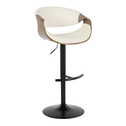 Symphony - Mid-Century Modern Adjustable Barstool With Swivel With Rounded T Footrest (Set of 2) - Black / Light Gray / White