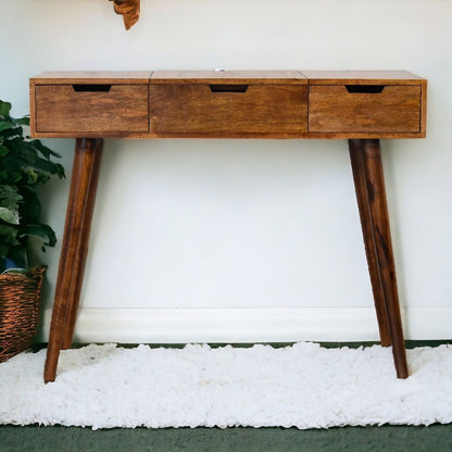 Foldable Mirror Table - Chestnut