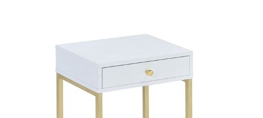 Coleen - Accent Table - White / Brass