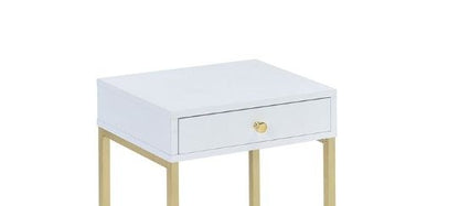 Coleen - Accent Table - White / Brass