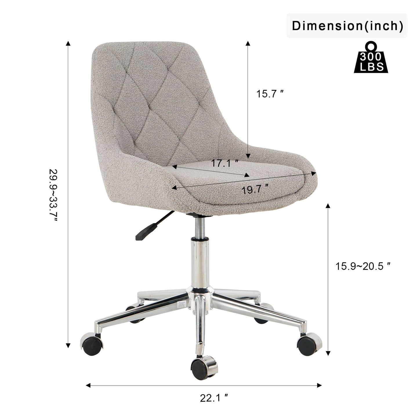 Modern Teddy Fleece Fabric Dining Chair With Chrome Legs, Soft And Comfortable - Gray