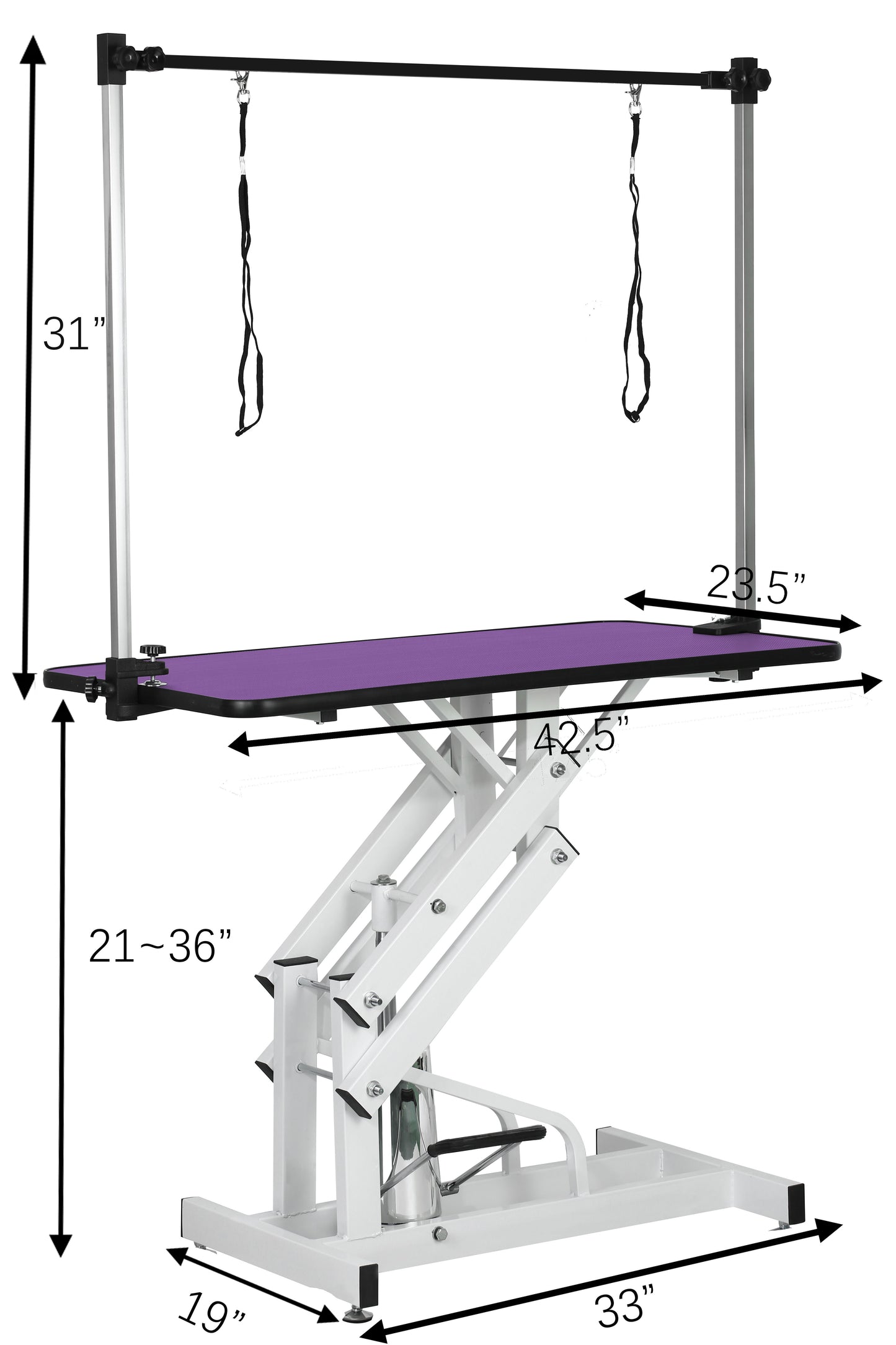 Hydraulic Pet Grooming Table With"H" Arm - Purple