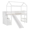Twin Loft House Bed With 2 Drawers And Slide - White