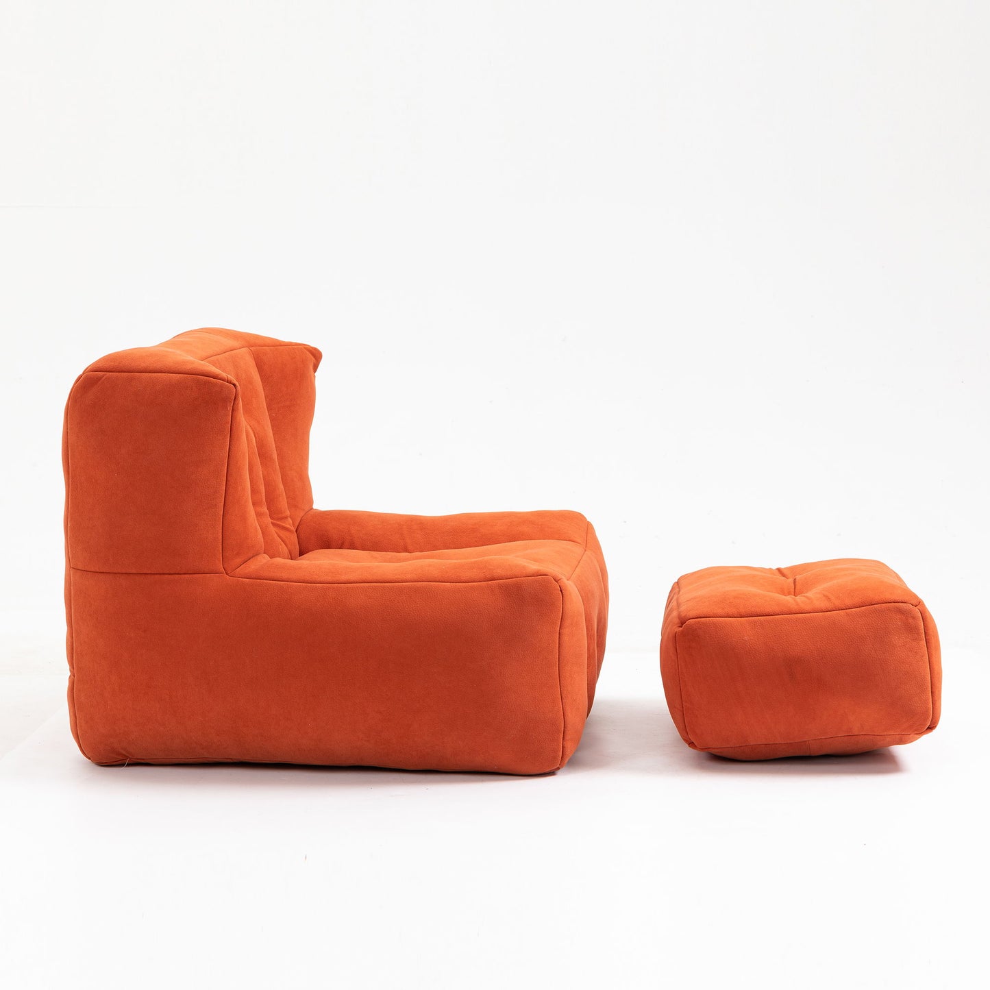 Fluffy Bean Bag Chair, Comfortable Bean Bag For Adults And Children, Super Soft Lazy Sofa Chair With Memory Foam And Ottoman, Indoor Modern Focus Bean Bag Chair For Living Room, Bedroom, Apartment - Red