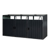 Garbage Bin Shed Stores 3 Trash Cans Metal Outdoor Bin Shed For Garbage Storage, Stainless Galvanized Steel, Bin Shed For Garden Yard Lawn W540S00009 - Charcoal