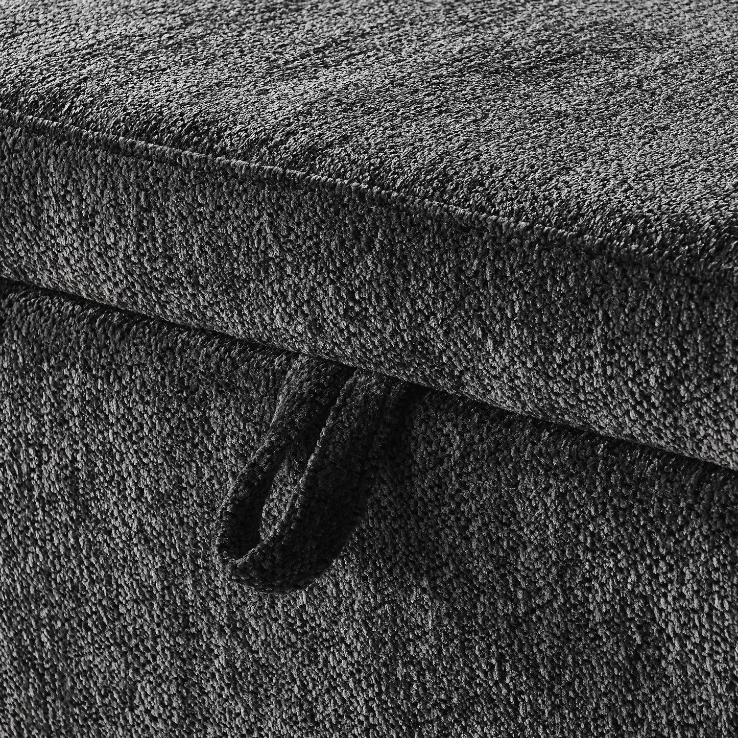 Ottoman Oval Storage Bench Chenille Bench With Large Storage Space For The Living Room, Entryway And Bedroom - Gray