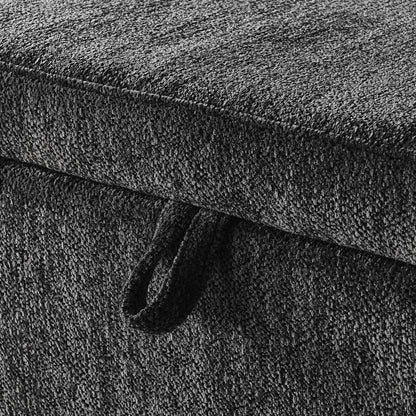 Ottoman Oval Storage Bench Chenille Bench With Large Storage Space For The Living Room, Entryway And Bedroom - Gray