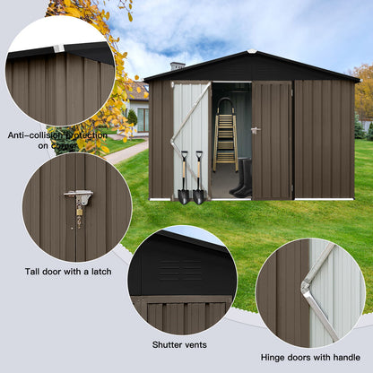 10'x12' Garden Sheds Outdoor Storage Sheds - Brown / Black