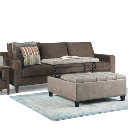 Harrison - Coffee Table Storage Ottoman - Distressed Gray Taupe