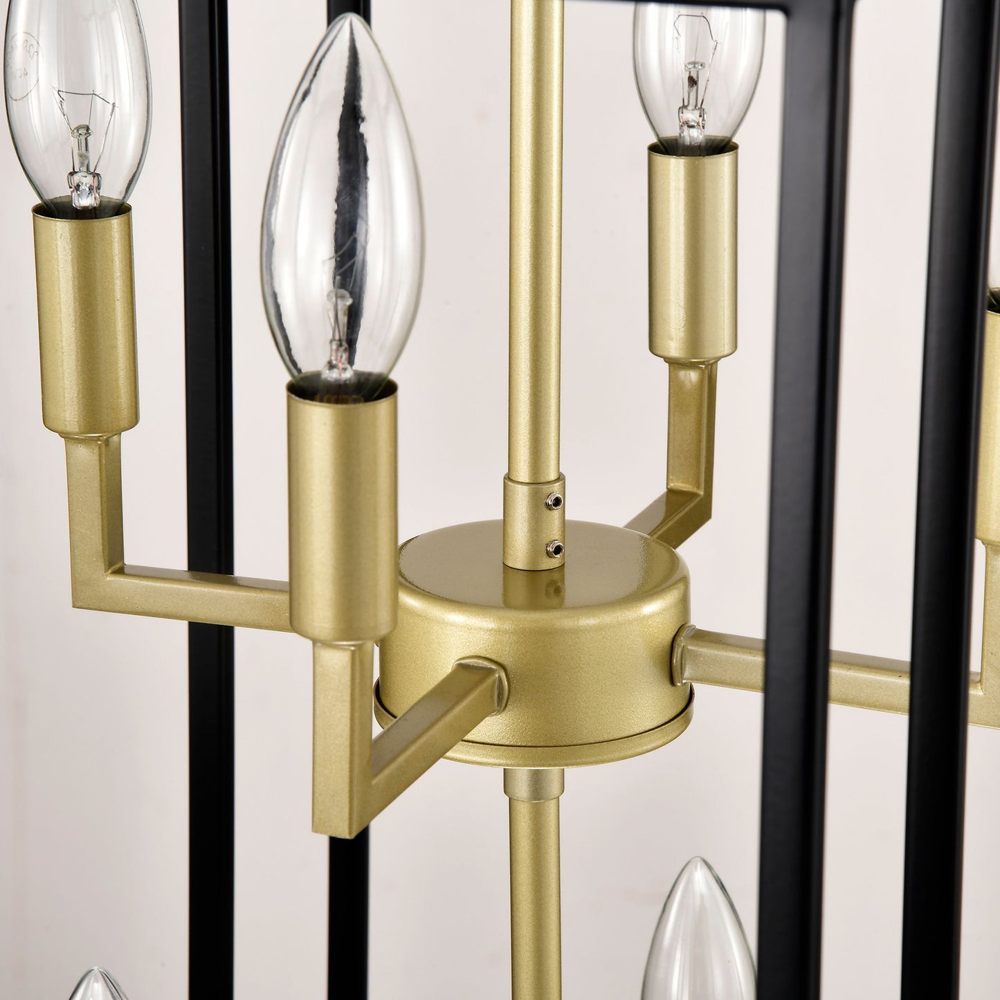 8 Light Metal Lantern Tiered Pendant Hanging Light Fixtures, Industrial Farmhouse Adjustable Height Chandeliers For Dining Room Hallway Foyer Entryway (E12 Bulbs Not Included) - Matte Black / Gold