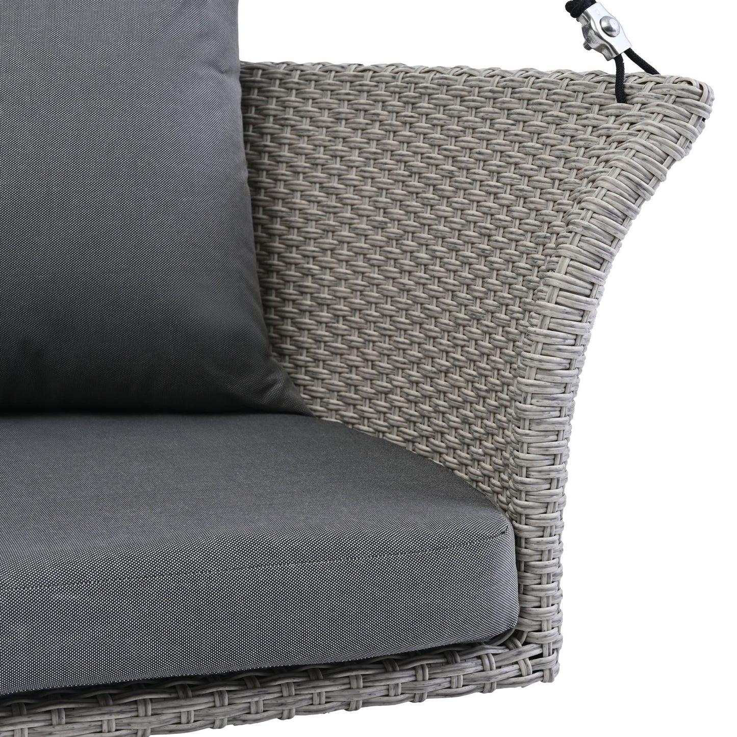 2 Person Hanging Seat, Rattan Woven Swing Chair, Porch Swing With Ropes - Gray / Cushion