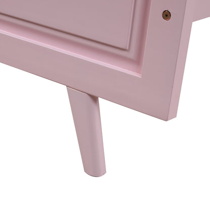 Twin Platform Bed Frame Mattress Foundation With Headboard And Slat Support - Pink