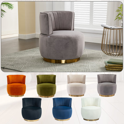 Swivel Barrel Chair, Round Armchairs With Fluffy, 360 Degree Swivel - Gray