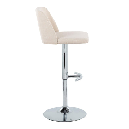 Toriano - Contemporary Adjustable Barstool With Swivel With Rounded T Footrest (Set of 2) - Cream / Chrome