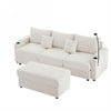 Modern Style 3 Seater Sofa Sectional Sofa Couch With Storage Space, A Movable Ottoman, Two USB Ports, Two Cup Holders, A Phone Holder For Living Room - Beige