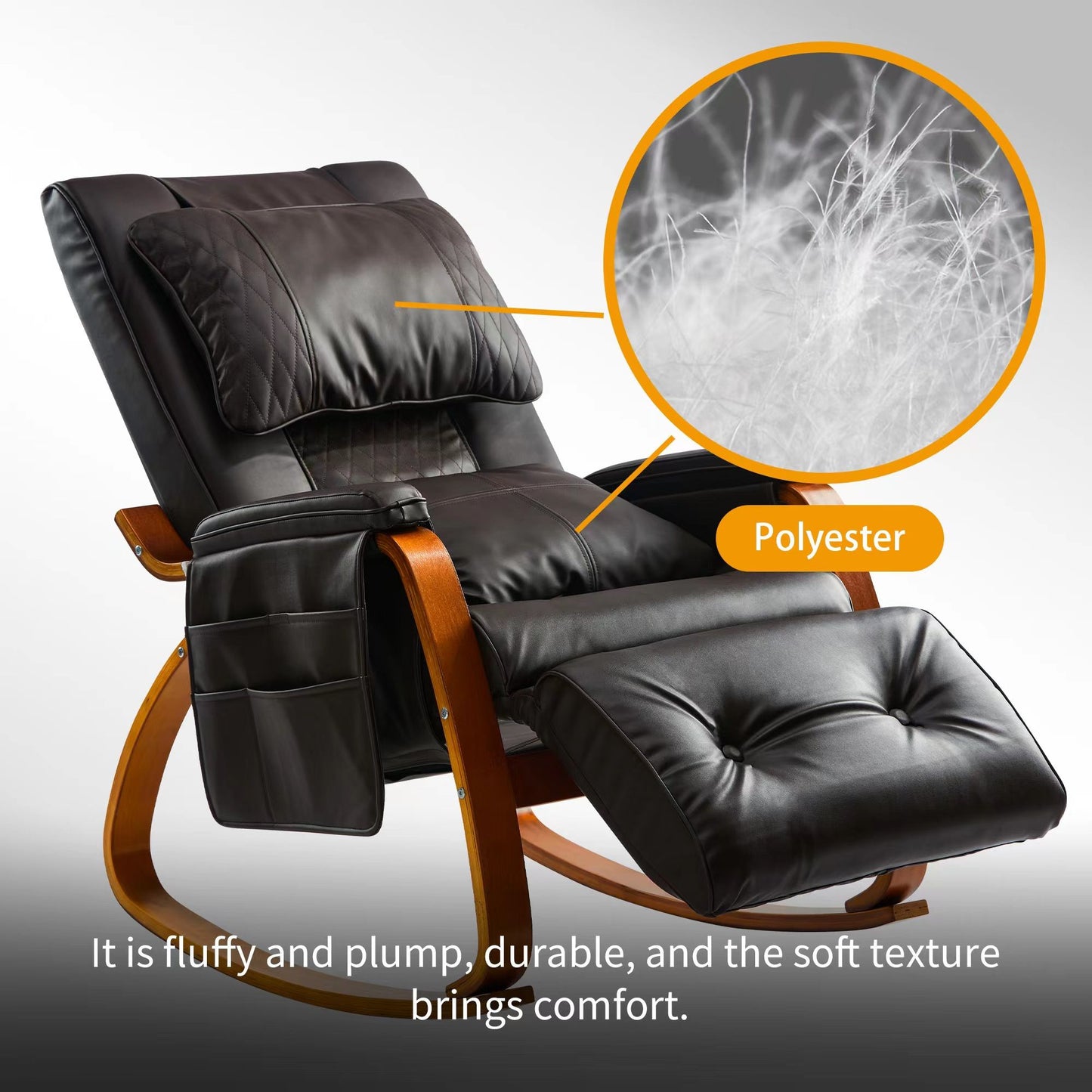 Massage Comfortable Relax Rocking Chair - Dark Brown