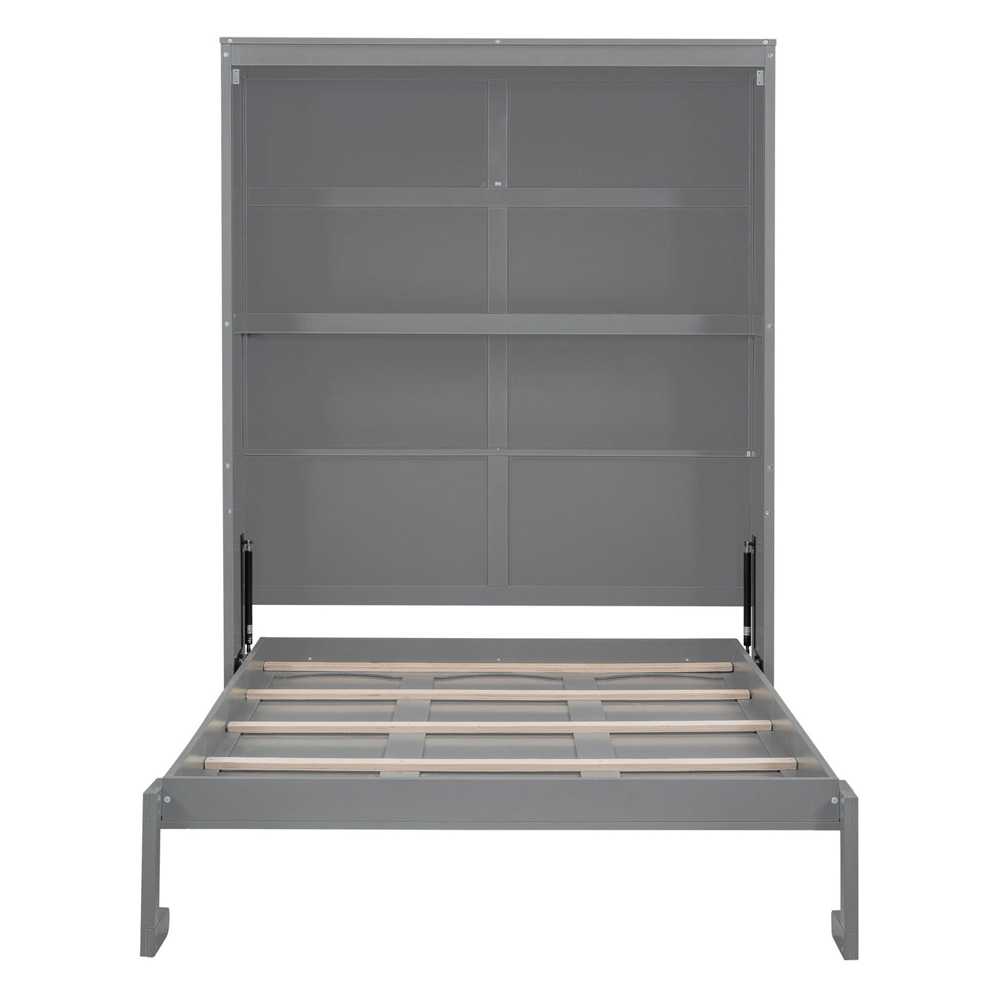 Full Size Murphy Wall Bed & Shelves - Gray