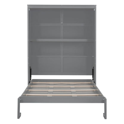 Full Size Murphy Wall Bed & Shelves - Gray