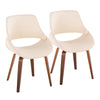 Fabrico - Mid-Century Modern Dining Accent Chair (Set of 2) - Walnut / Cream