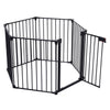 Adjustable Safety Gate 6 Panels Play Yard Metal Doorways Fireplace Fence Christmas Tree Fence Gate For House Stairs Gate Prohibited Area Fence - Black