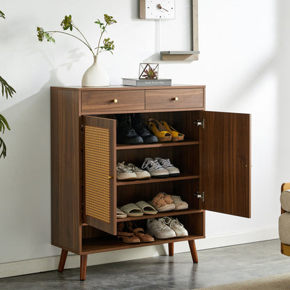 Multi Functional Modern Minimalist Shoe Cabinet Perfectly Blends Into Nordic, Japanese, And Industrial Style Homes - Walnut