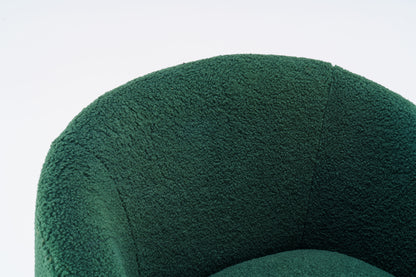 Teddy Fabric Swivel Accent Armchair Barrel Chair With Black Powder Coating Metal Ring - Dark Green