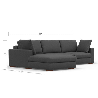 Charlie - Deep Seater Left Sectional Sofa - Gray