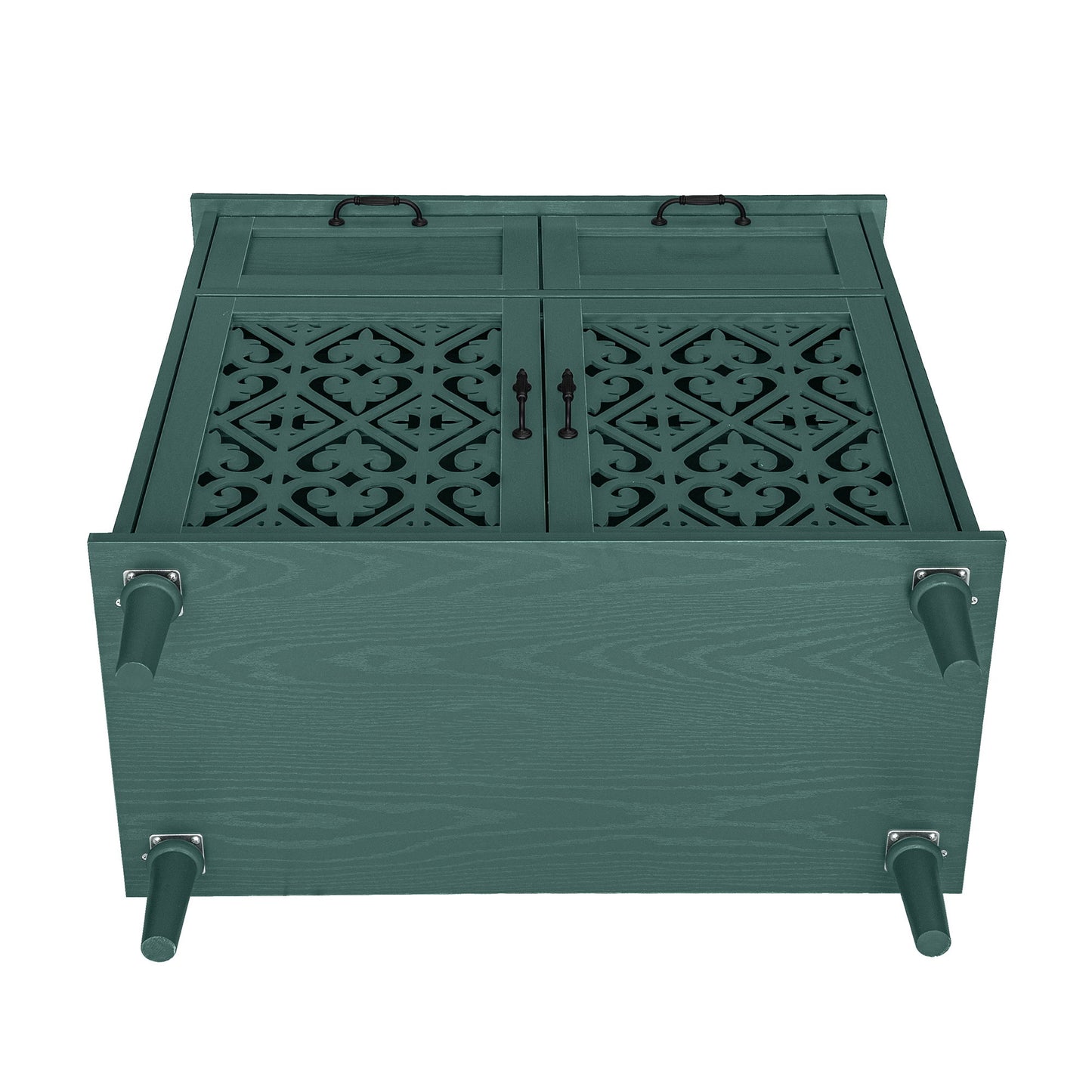 2 Door 2 Drawer Cabinet, American Furniture, Suitable For Bedroom, Living Room, Study - Dark Green