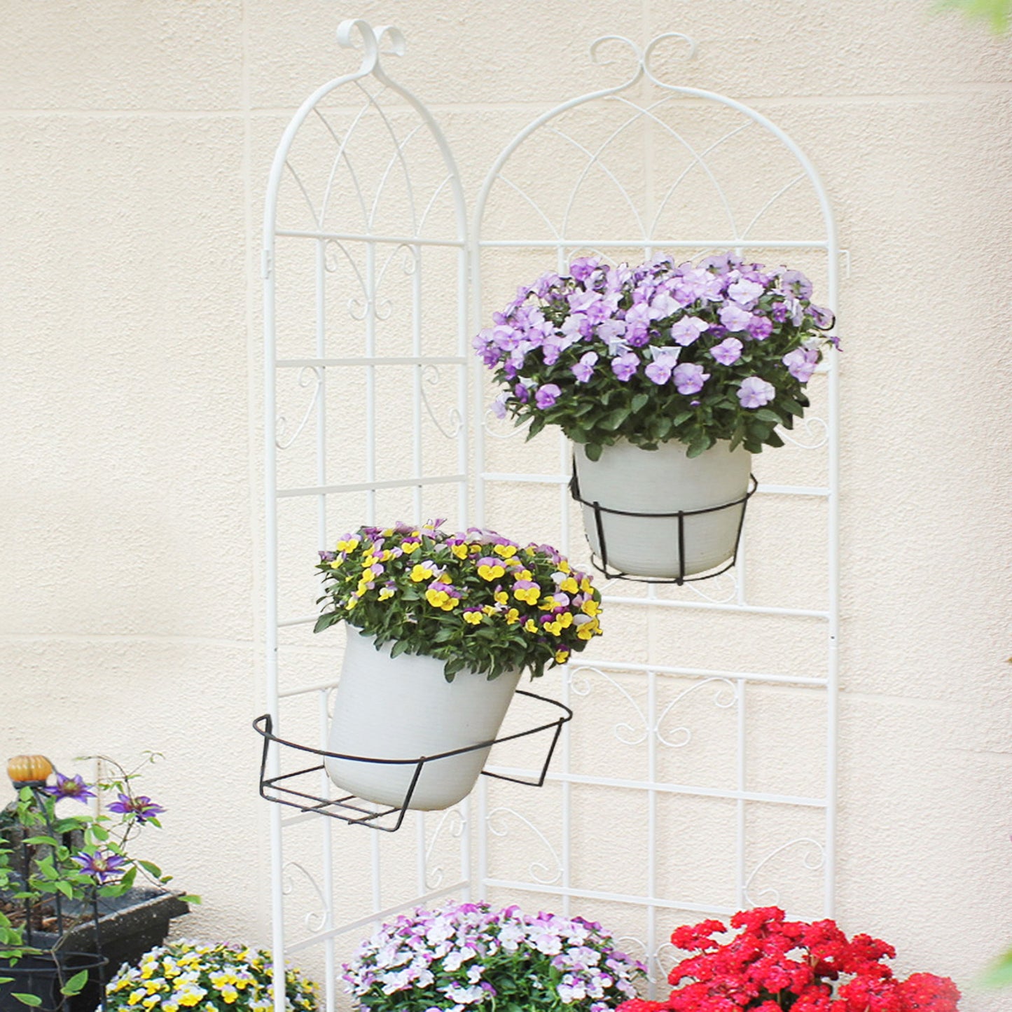 4 Pack Metal Garden Rustproof Trellis For Climbing Plants Outdoor Flower Support - Cream White