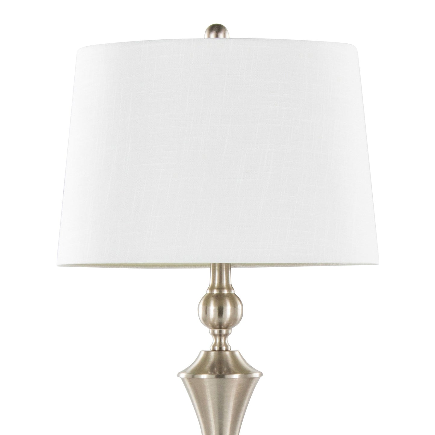 Flint - Contemporary Table Lamp Built In USB Port (Set of 2) - Nickel / White Slub