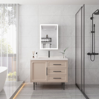Bathroom Medicine Cabinet With Lights, LED Medicine Cabinet With Mirror, Lighted Medicine Cabinet With Defogger, Dimmer, Digital Clock & Temp Display, Surface Mount - Silver