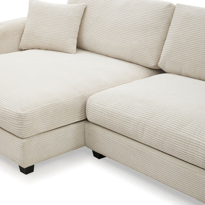 Oversized Sectional L Shaped Cloud Couch With USB Charging Port Cup Holder Deep And Wide Seat Sofa With Chaise Comfy - Beige