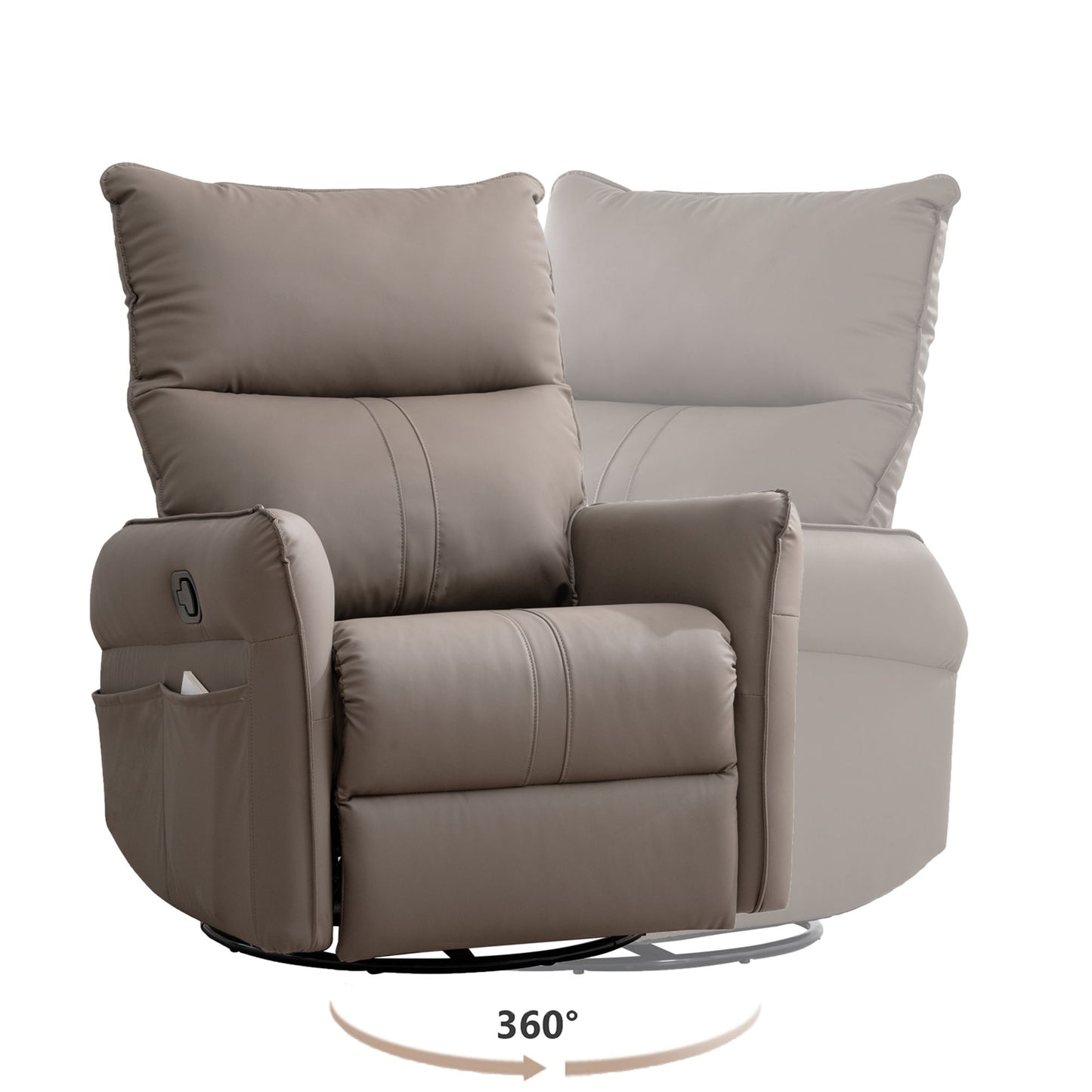 Rocking Recliner Chair, 360 Degree Swivel Nursery Rocking Chair, Glider Chair, Modern Small Rocking Swivel Recliner Chair For Bedroom, Living Room Chair Home Theater Seat, Side Pocket - Brown