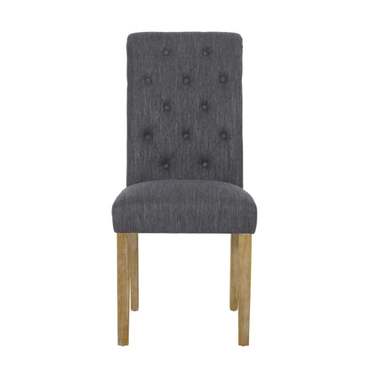 Contemporary Dining Chair (Set of 2) With Button Tufted Design - Charcoal