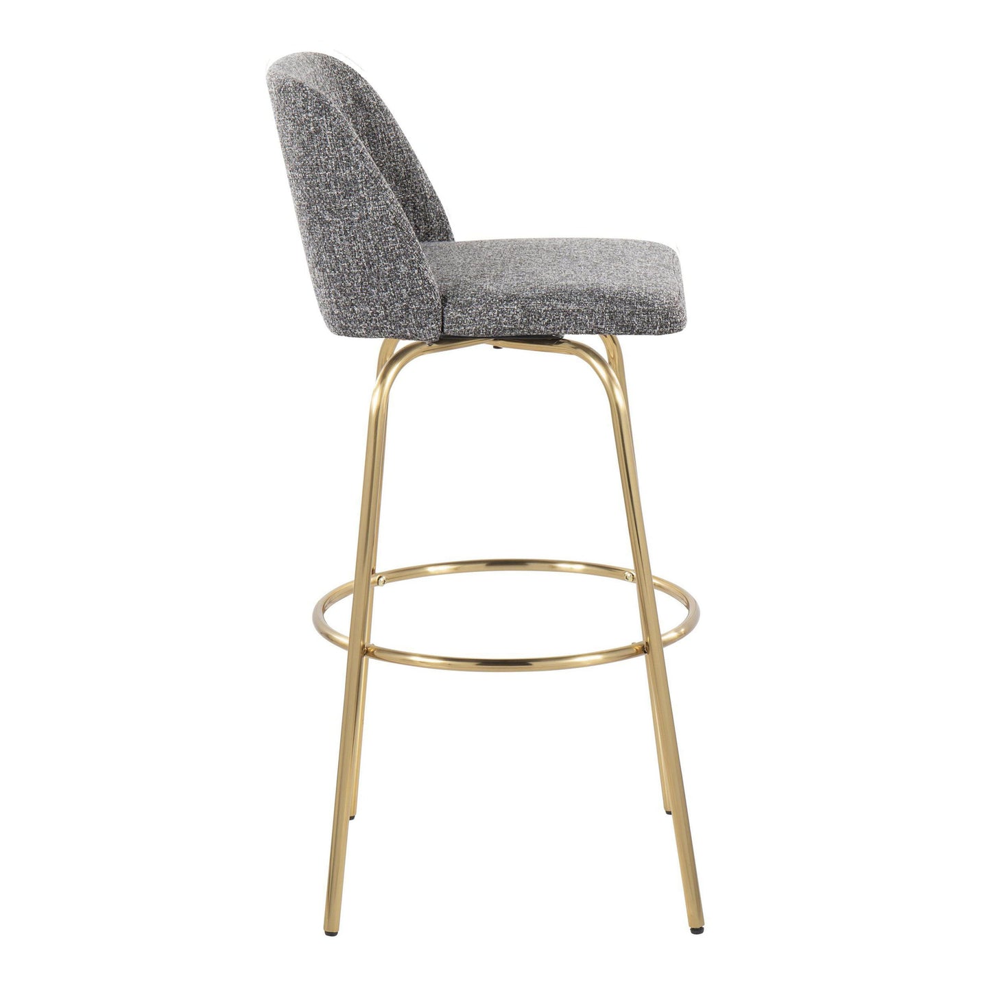 Toriano - Contemporary Fixed Height Barstool With Swivel With Round Footrest (Set of 2) - Gray / Gold