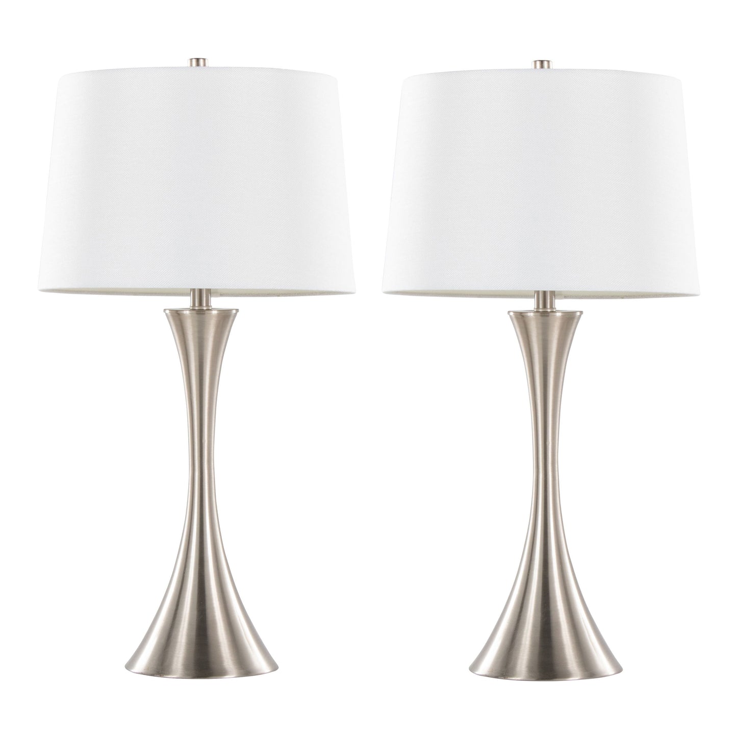 Lenuxe - Contemporary Table Lamp (Set of 2) - Nickel / White