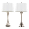 Lenuxe - Contemporary Table Lamp (Set of 2) - Nickel / White