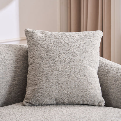 Compression Sofa: Combining Chaise Longue With 3 Seater, Wood Grain Chenille Fabric, Full Sponge Compression Sofa, Combined Sofa With 4 Pillows For Living / Home Furniture / Apartment - Gray