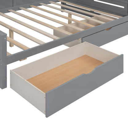 Full Size Daybed With 2 Drawers And All In One Cabinet And Shelf - Gray