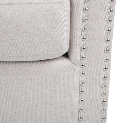 Riverbed - Upholstered Swivel Chair With Nailhead Trim And Sloped Arms - Wheat