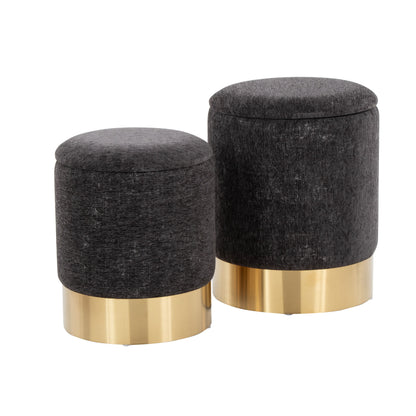Marla - Contemporary Nesting Ottoman Set - Gold / Black
