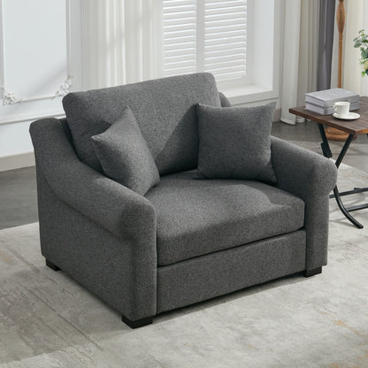 Modern Chenille Oversized Armchair, Chair And A Half, Single Sofa For Bedroom, Living Room, Wide - Gray