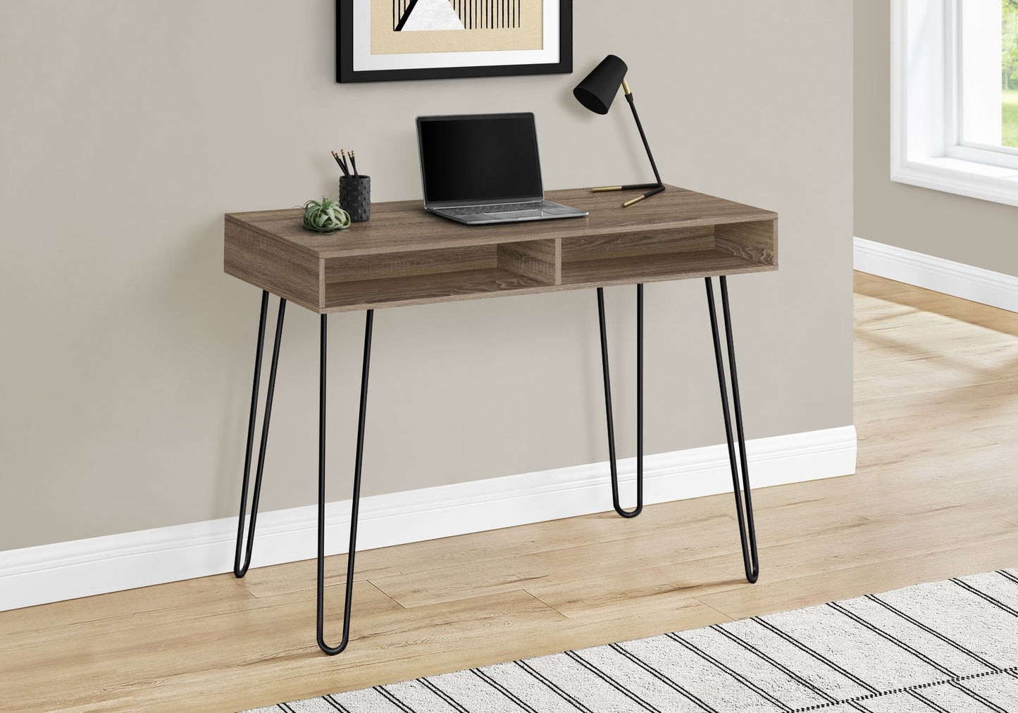 Computer Desk, Home Office, Laptop, Left, Right Set-Up, Storage Drawers, Work, Contemporary Modern - Taupe