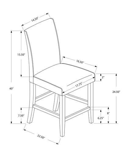 Dining Chair, Counter Height, Upholstered, Transitional (Set of 2) - Gray